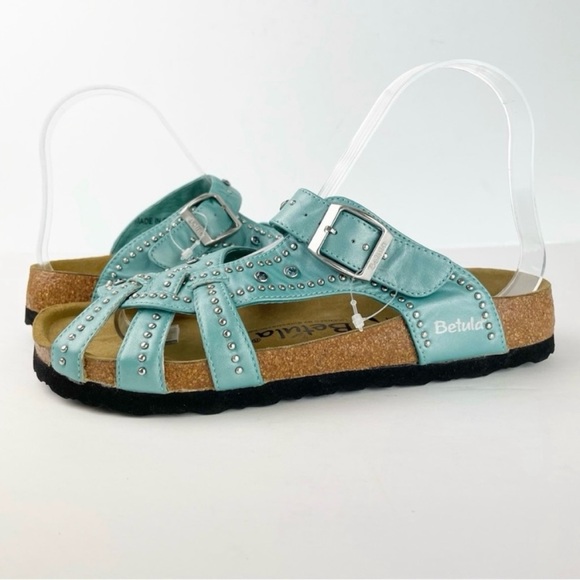 Birkenstock Betula Lambada Turquoise Teal Crystal Studded Sandals EUC - Picture 2 of 14